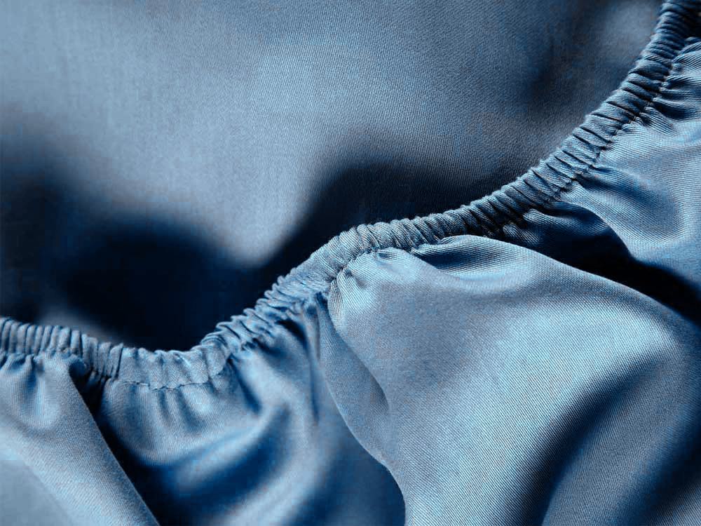 Простынь на резинке + нав. Saten Fitted Sheet 90x200 Синий -1