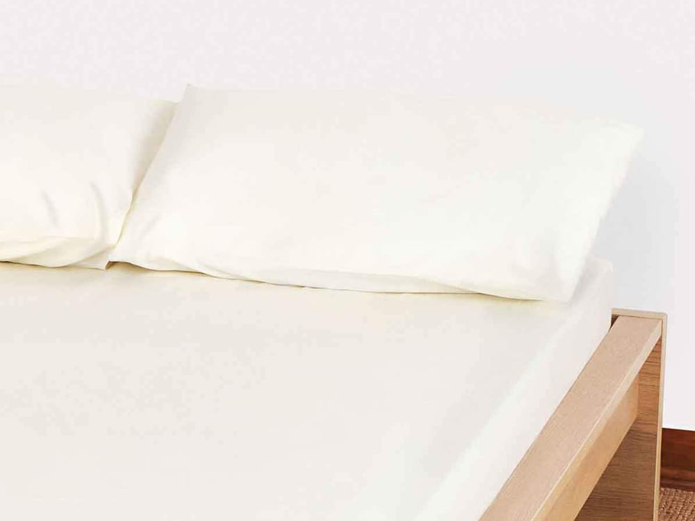 Простирадло на резинці + нав. Saten Fitted Sheet 90x200 Кремовий -0