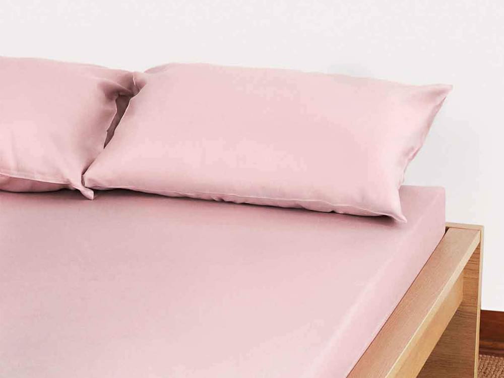 Простирадло на резинці + нав. Saten Fitted Sheet 90x200 Пудровий -0