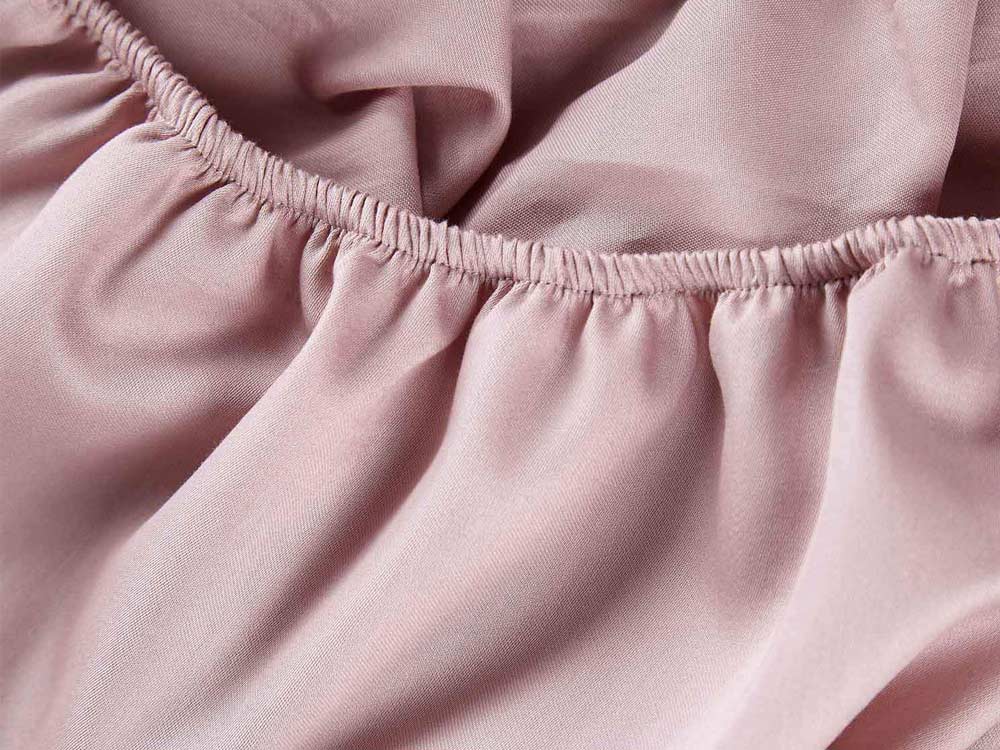 Простирадло на резинці + нав. Saten Fitted Sheet 90x200 Пудровий -1